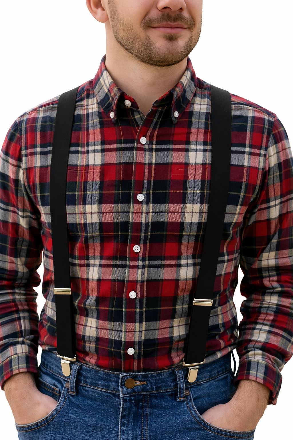 trilece Black Suspenders for Men – Mens Suspender, Adjustable One Size,