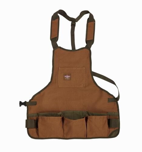 16 Pocket Brown Carpenters Tool Apron Bib Heavy Duty Adjustable Belt Buckle