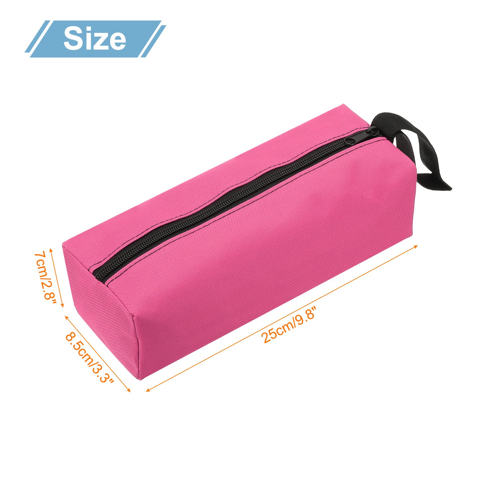2pcs Zipper Utility Tool Bag 9.8×3.3×2.8 Inch Multi-purpose Tote Bag Pink