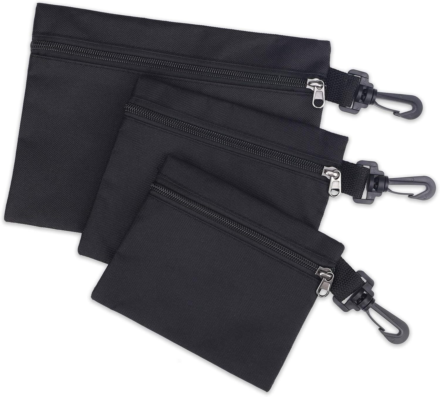 Canvas Tool Bags 3 Pack Heavy Duty Zipper Pouch Set Small Tool Organizer Black
