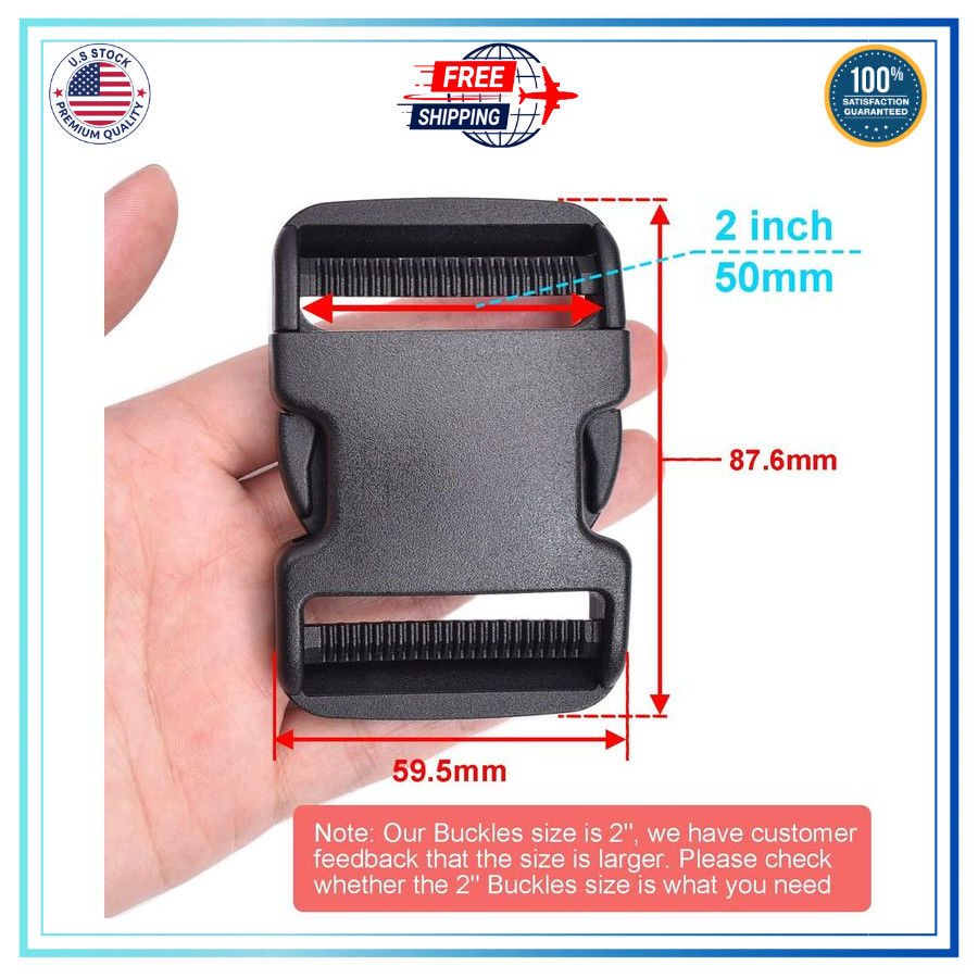 Coobigo 5 Pack 2 Inch Quick Side Release Plastic Buckle Clips Snaps Military