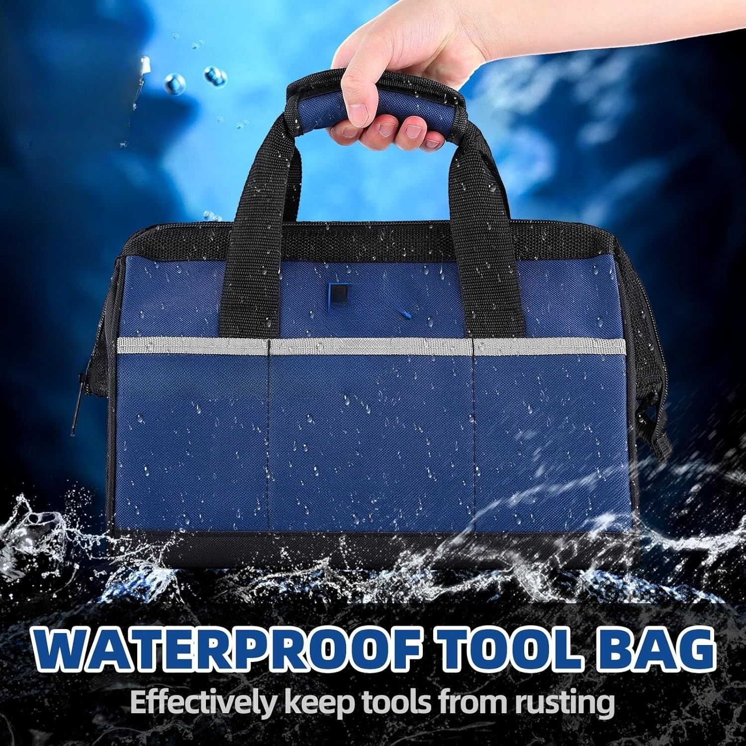 Tool Kit 13-inch, Wide-Mouth Tool Storage Bag, Heavy-Duty Waterproof Design