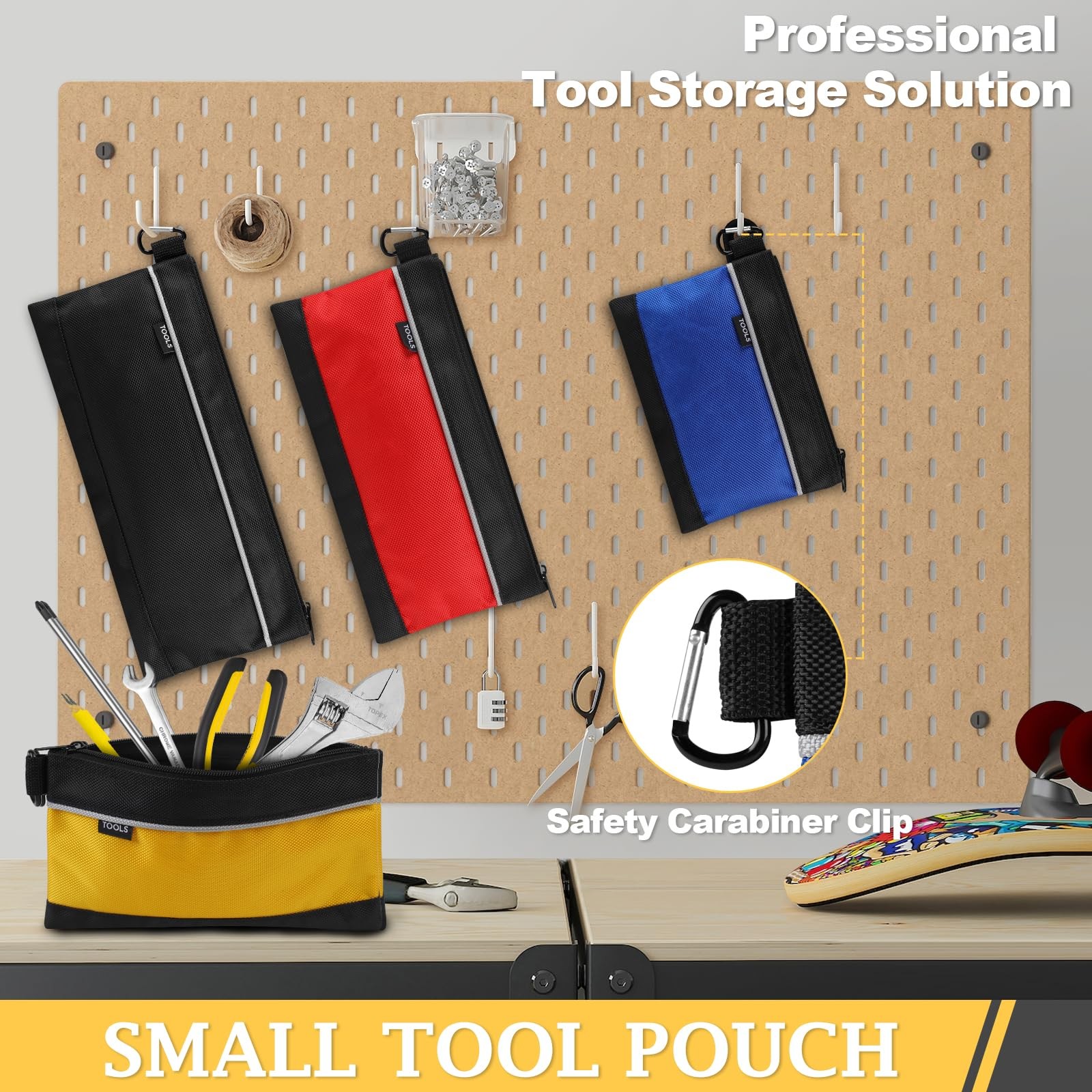 COIDEA 4 Pack Tool Pouch, Small Tool Bag with Zipper, 1680D Oxford Waterproof Mu