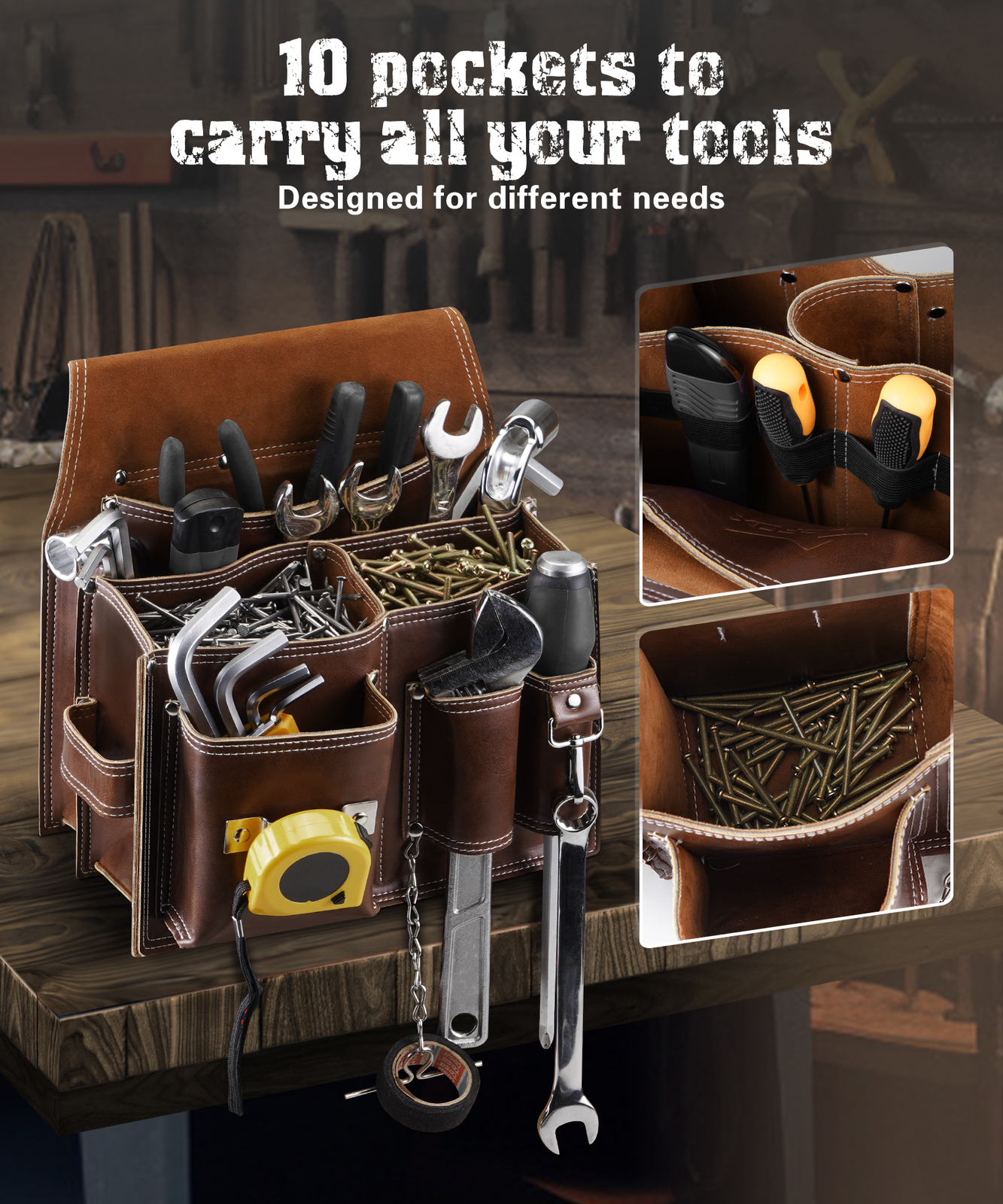Heavy Duty Waist Belt Tool Pouch Bag Electricians Work Pouch With Adjust Belt