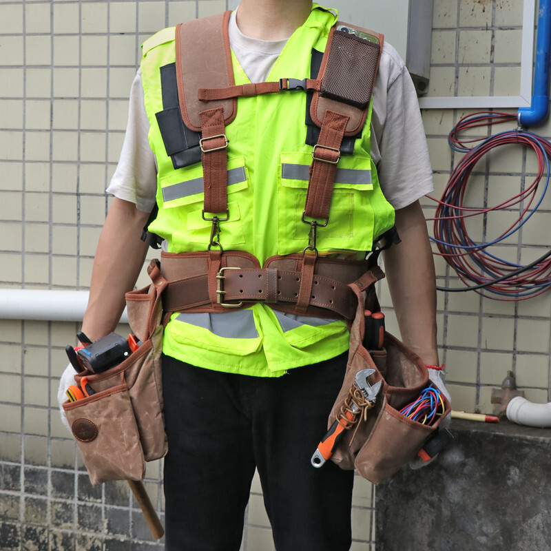 Electrician Suspenders Carpenter Framer Tool Carry Rig Belt Wasit Pack-TOURBON
