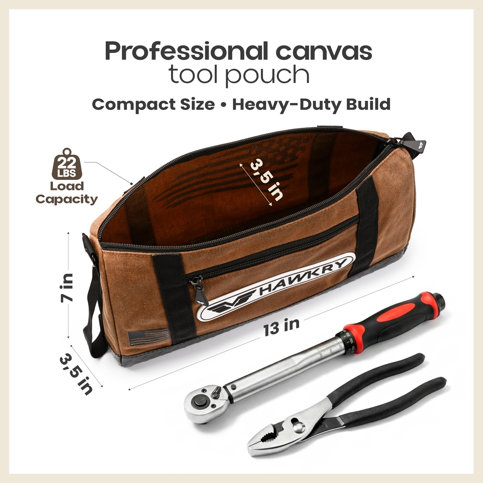 Heavy Duty Canvas Tool Bag – Waterproof Canvas Zipper Pouch, Garden Tool Bag,…