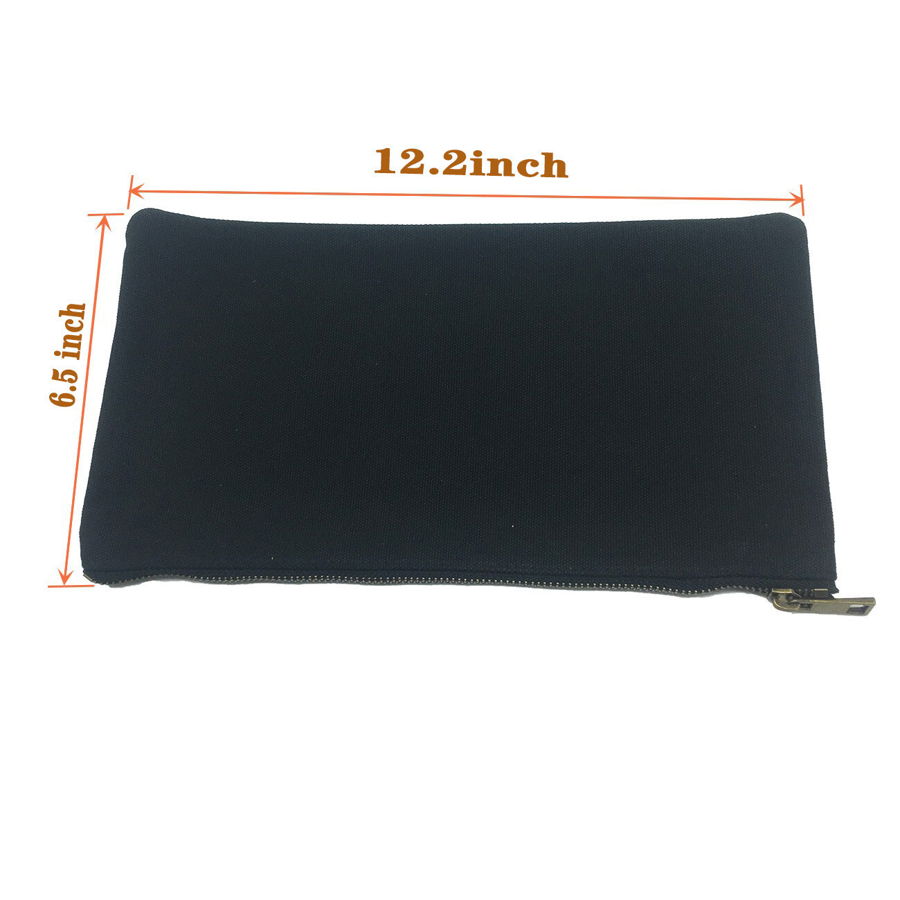 2pcs Black Canvas Tool Bag with Metal Zippers Hardware storage Bag 12x 6.5 inch