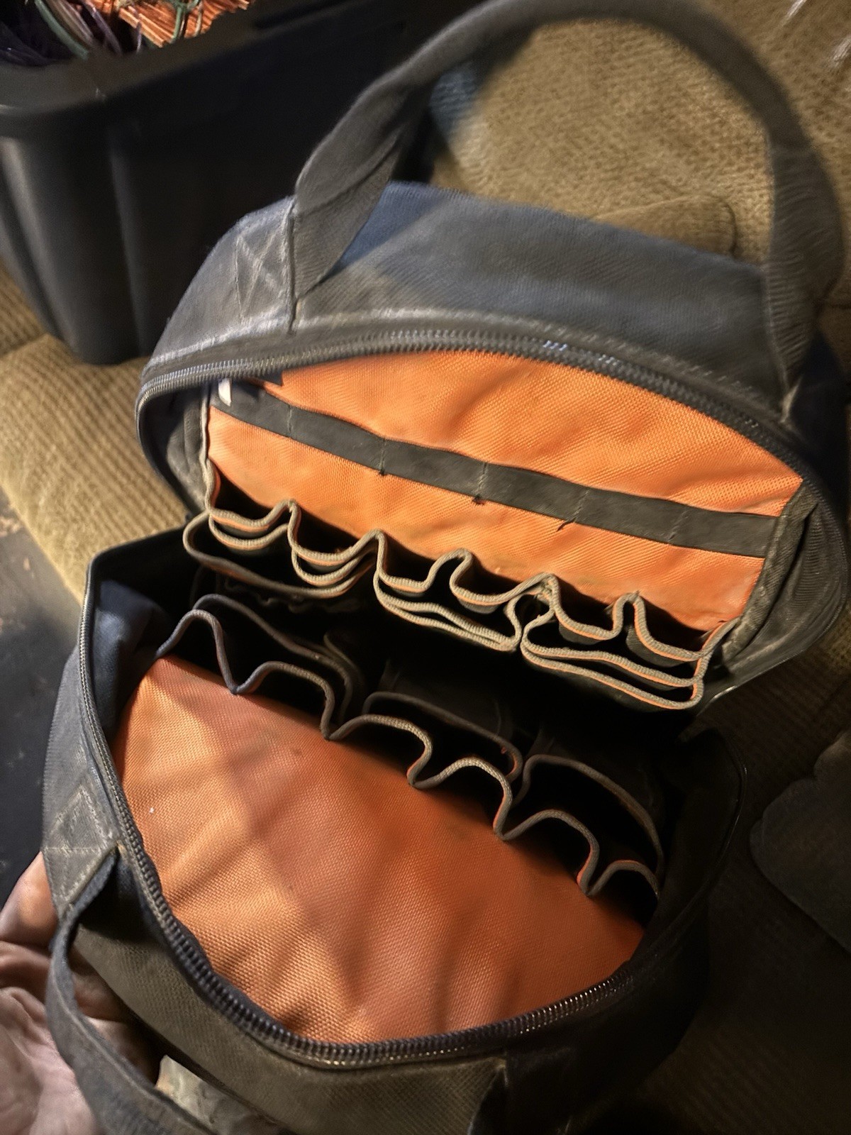 Klein Tools Tradesman Pro Tool Backpack, Padded Straps, Black Orange Gray