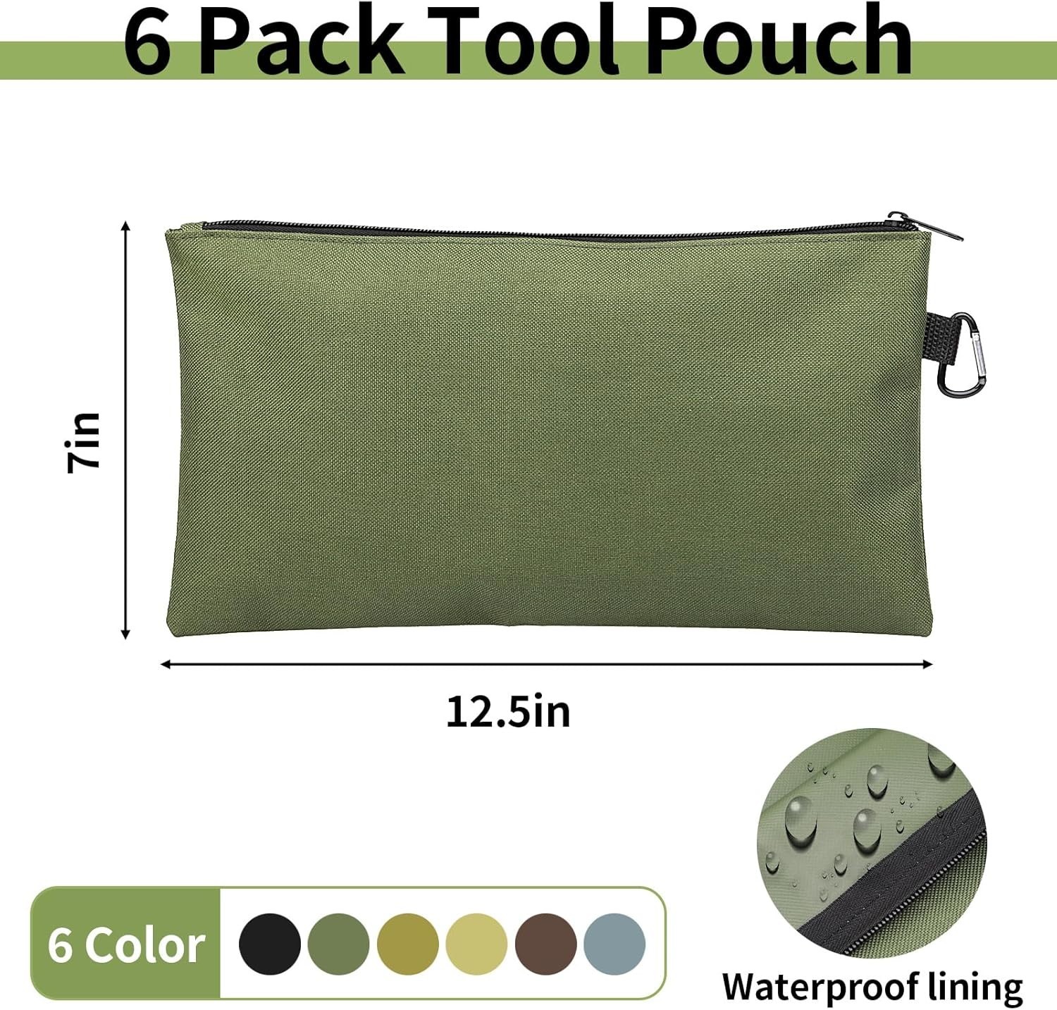 Portable Tool Pouch 12.5 x 7 Inches Zipper Closure Moisture Resistant Design