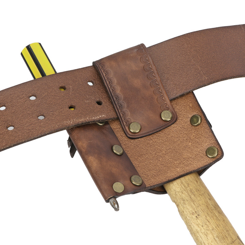 Leather 3-in-1 Tools Belt Carry Pouch Hammer Hanger Tape Measure Holder-TOURBON