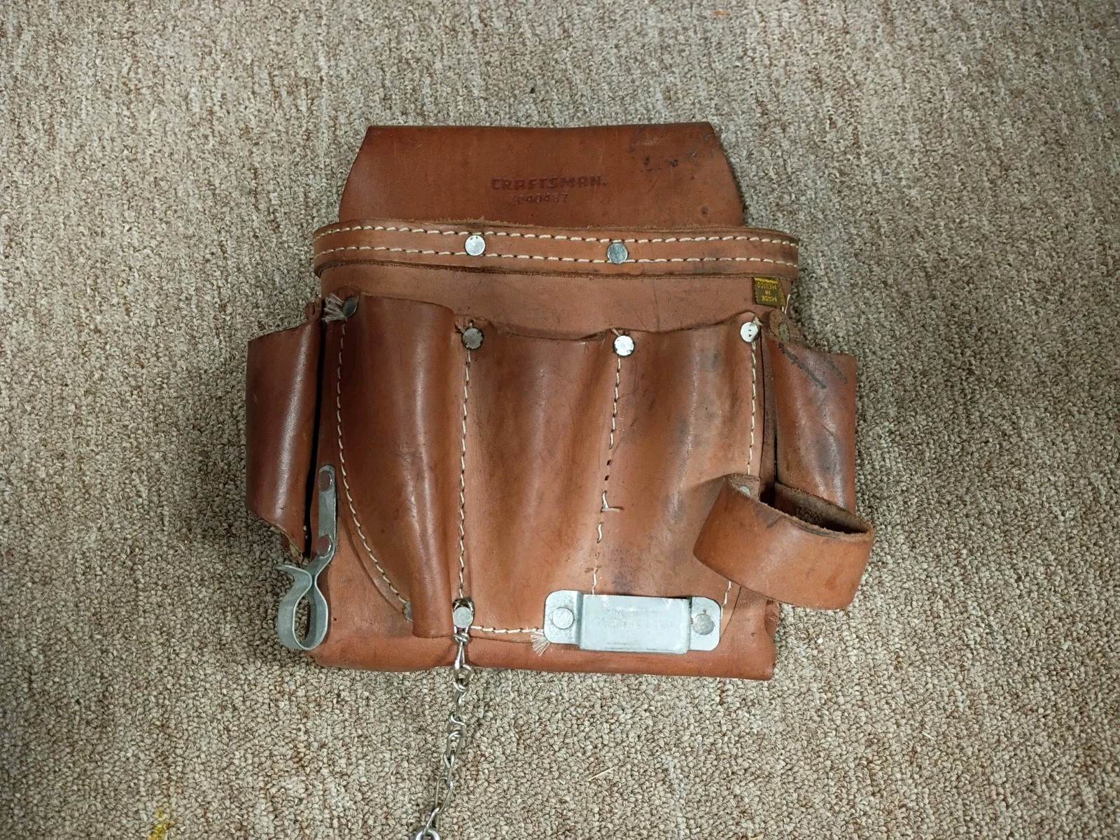 Vintage craftsman 940487 Tan leather electrician tool pouch