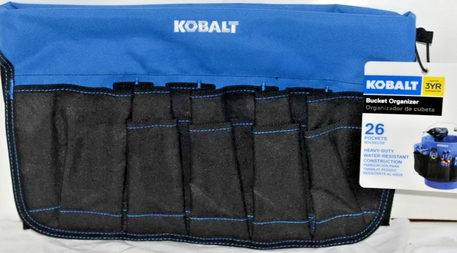 Kobalt 3767157 Heavy Duty Blue Black 26 Pocket Bucket Organizer