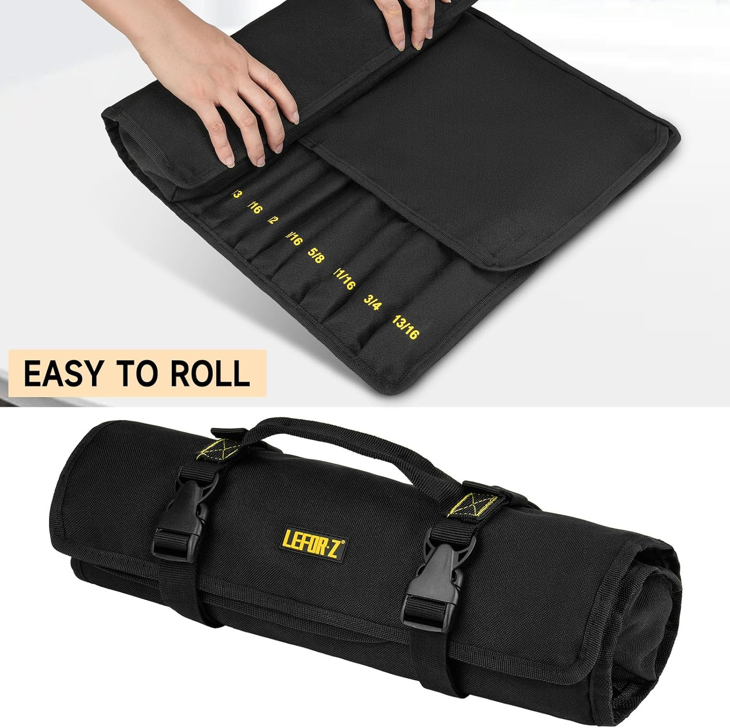 23+1 Pockets Wrench Roll Organizer,Wrench Roll up Pouch,Heavy Duty Tool Roll for
