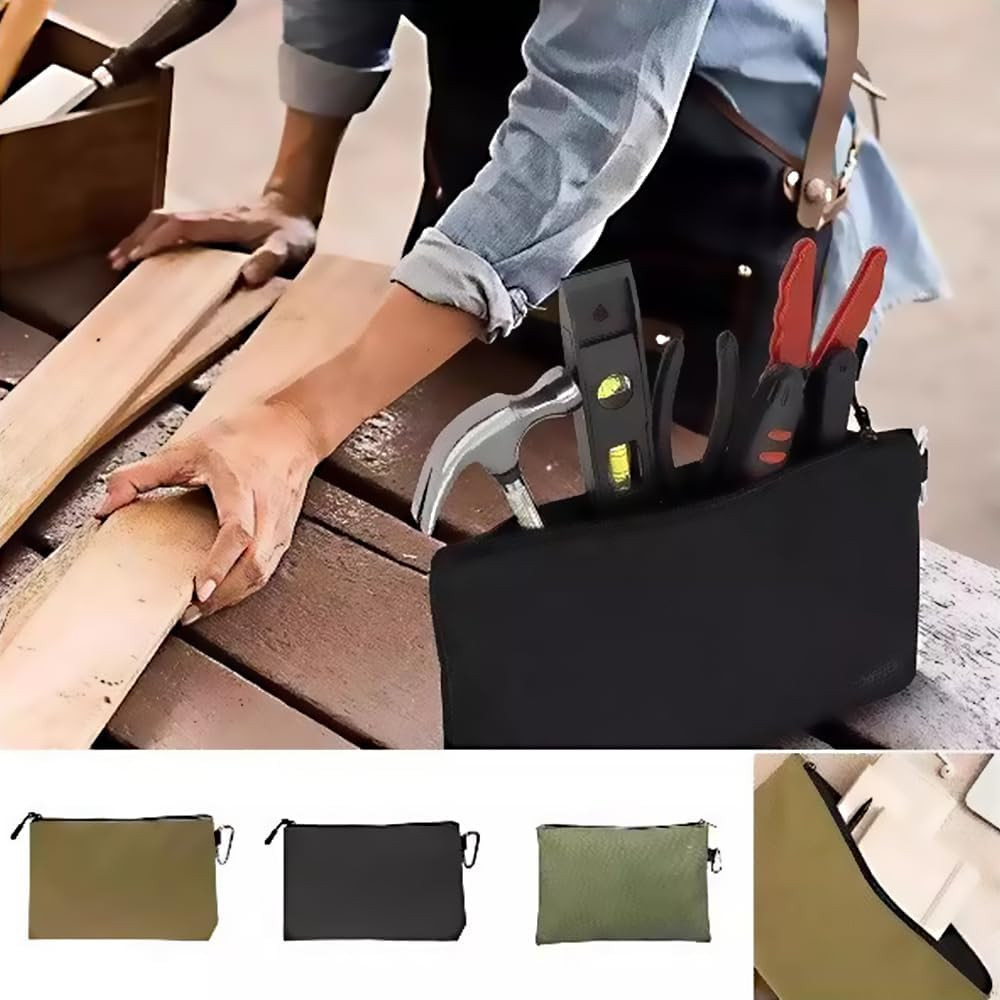 4Pcs Premium Tool Bag Set,12 inch Zippered Tool Pouch with Carabiner Clip,Versat