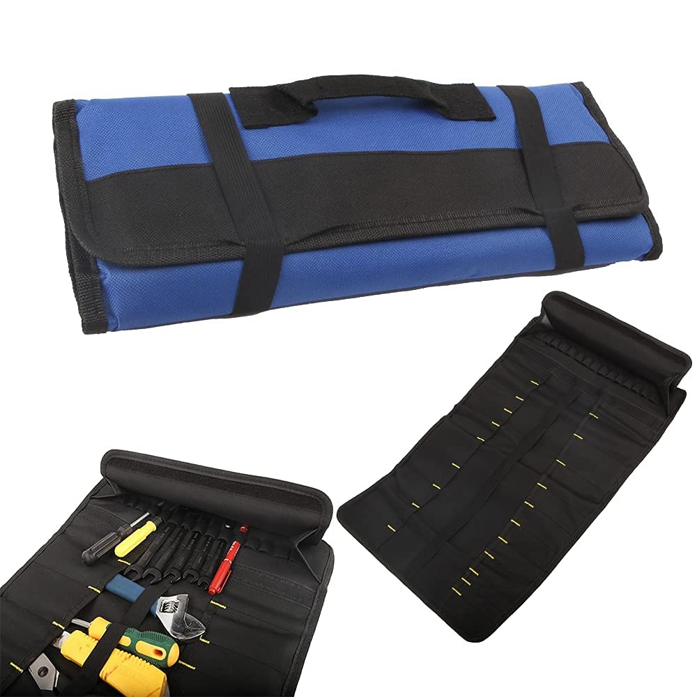 22 Pocket Tool Bag Canvas Wrench Roll up Pouch/Screwdriver Pliers Roller Compart