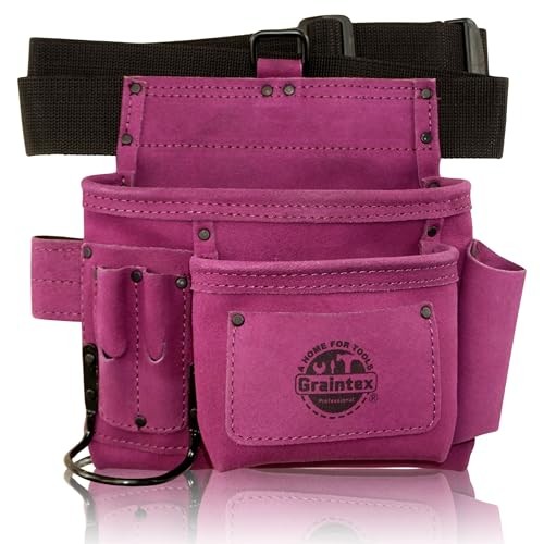 5 Pocket Suede Leather Tool Belt/Bag | | Multipurpose Leather Tool Belt Purple