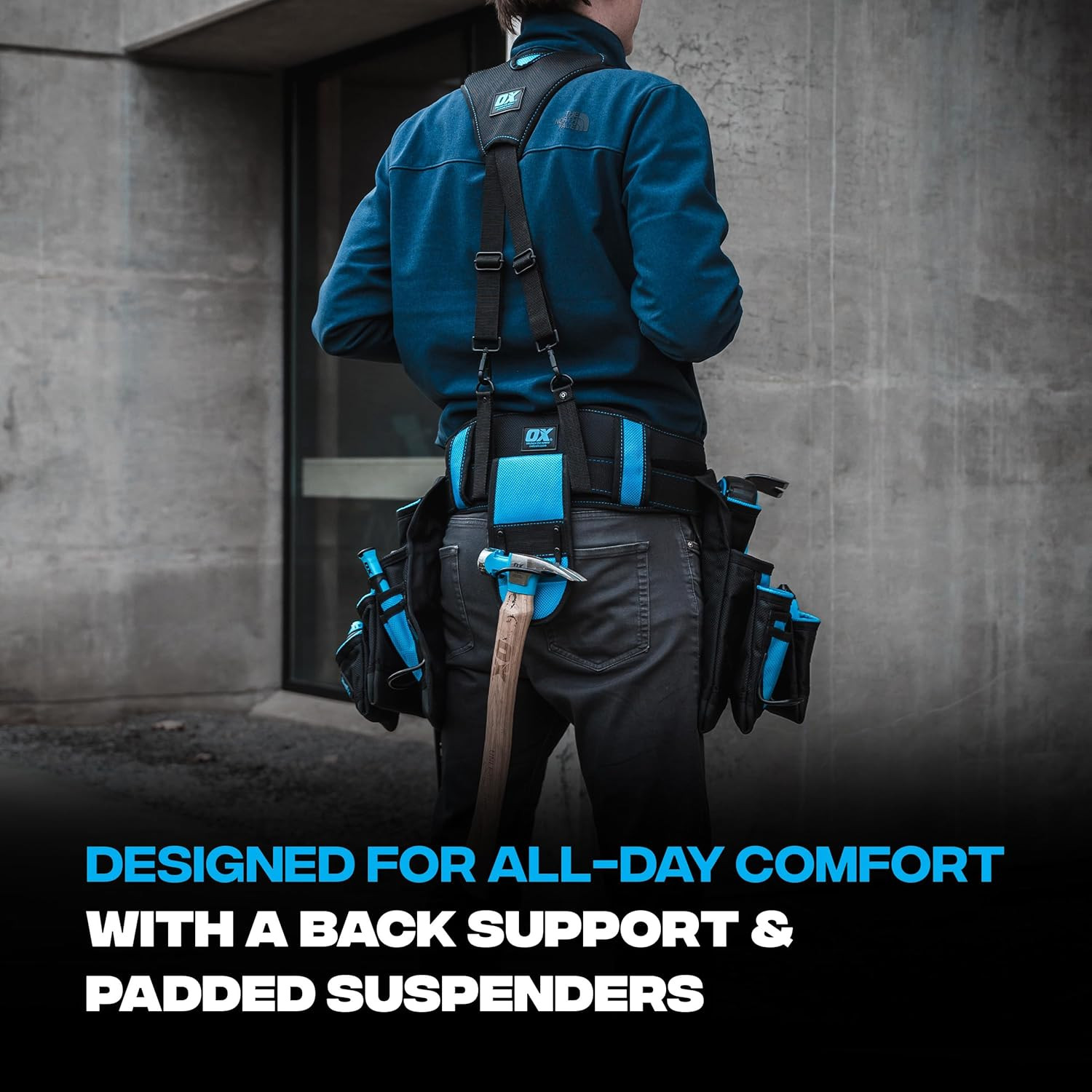 Pro Nylon Tool Belt with Suspenders – 17 Pockets & Back Support System