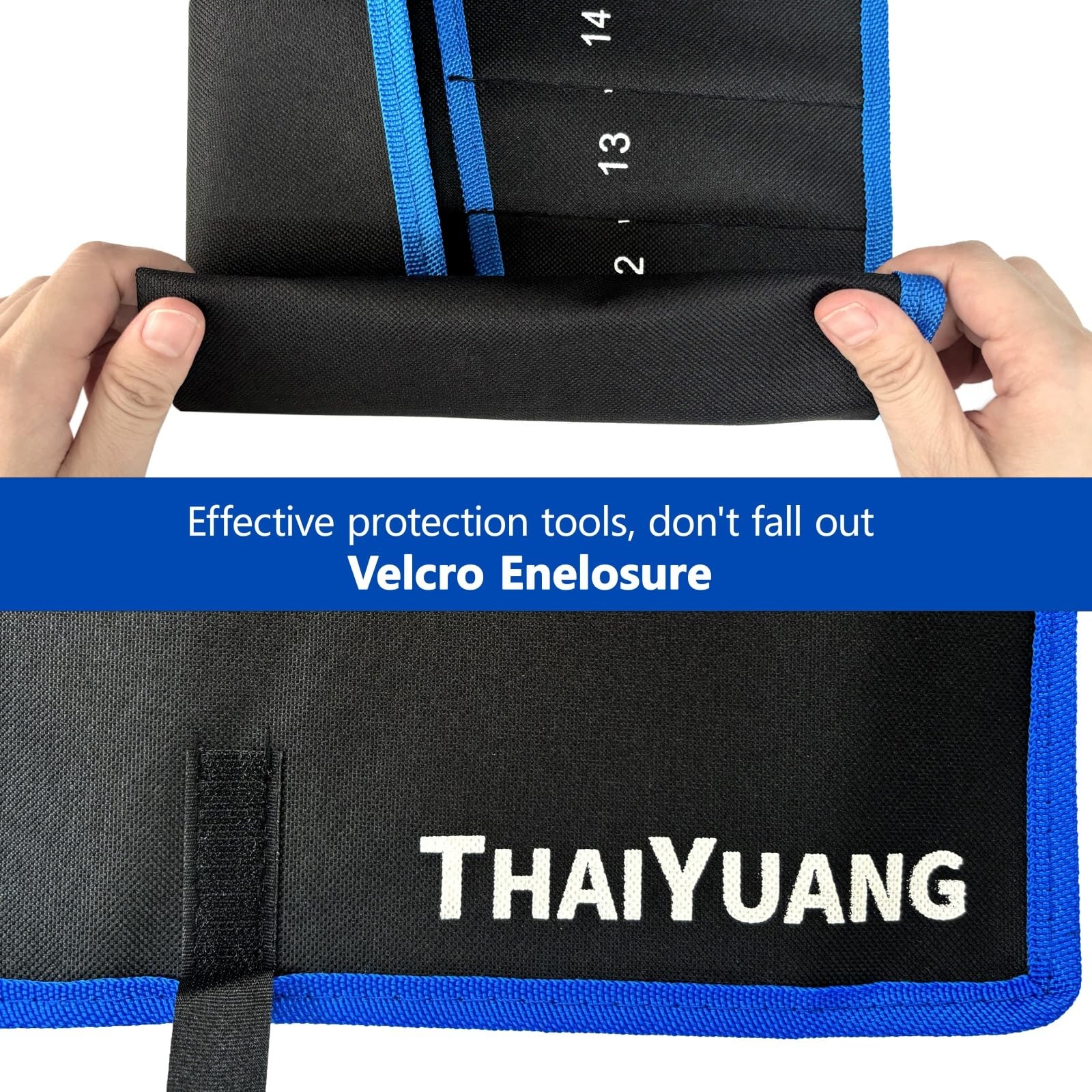 Wrench Roll Up Pouch 14 Pockets Metric 13 Pockets SAE Heavy Duty Canvas Tool Org
