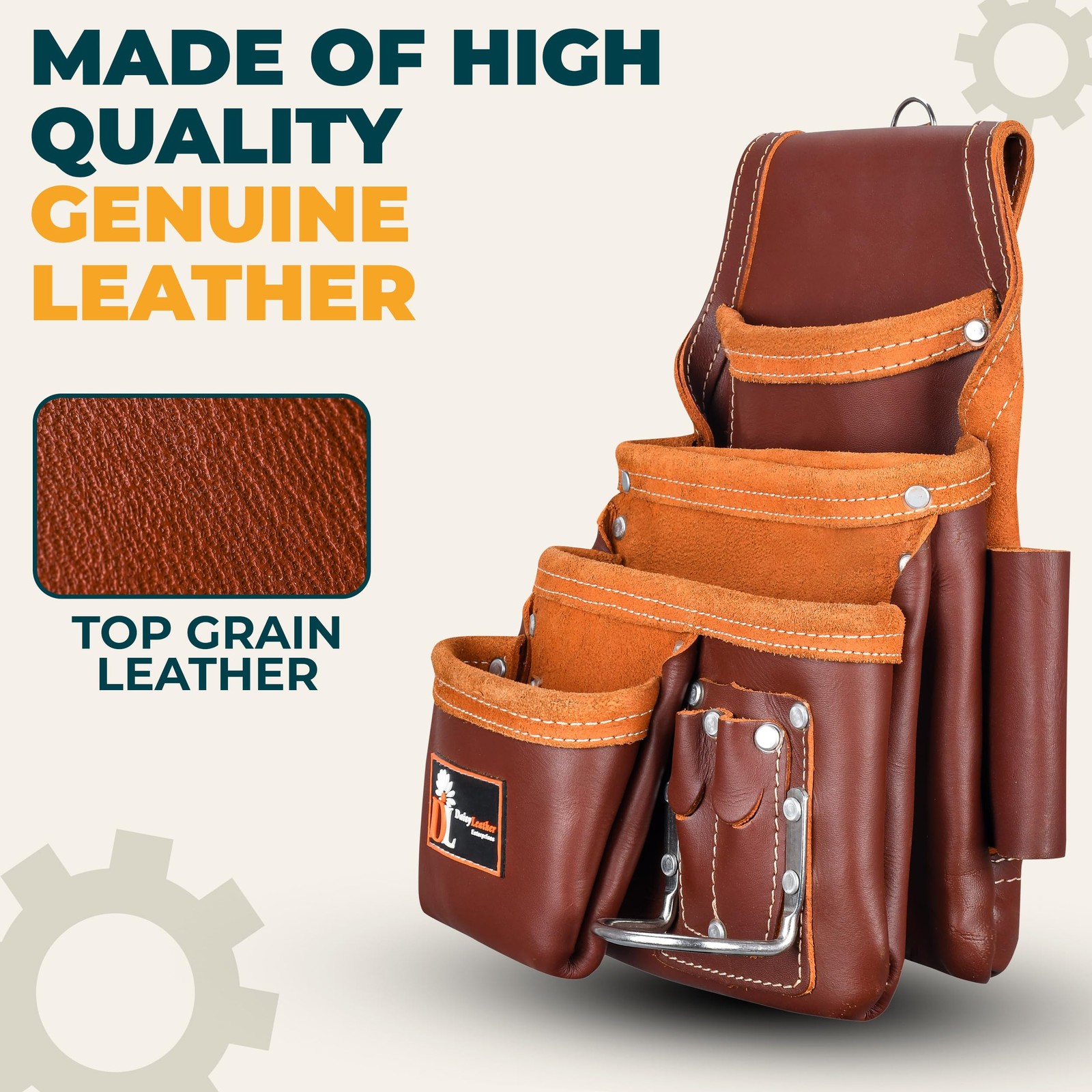 Daisy Leather Tool Bag – 505 Premium Oil Tanned 13 Pockets with Speed Square …