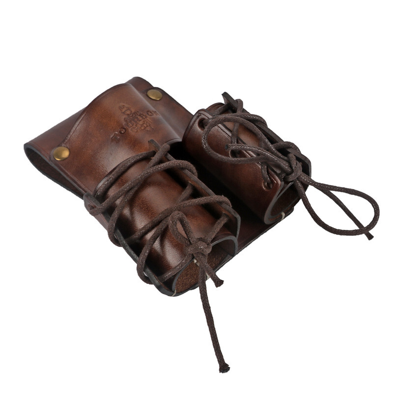 TOURBON Leather Spud Wrench Tool Iron Double Worker Bull Pin Holder Belt Pouch