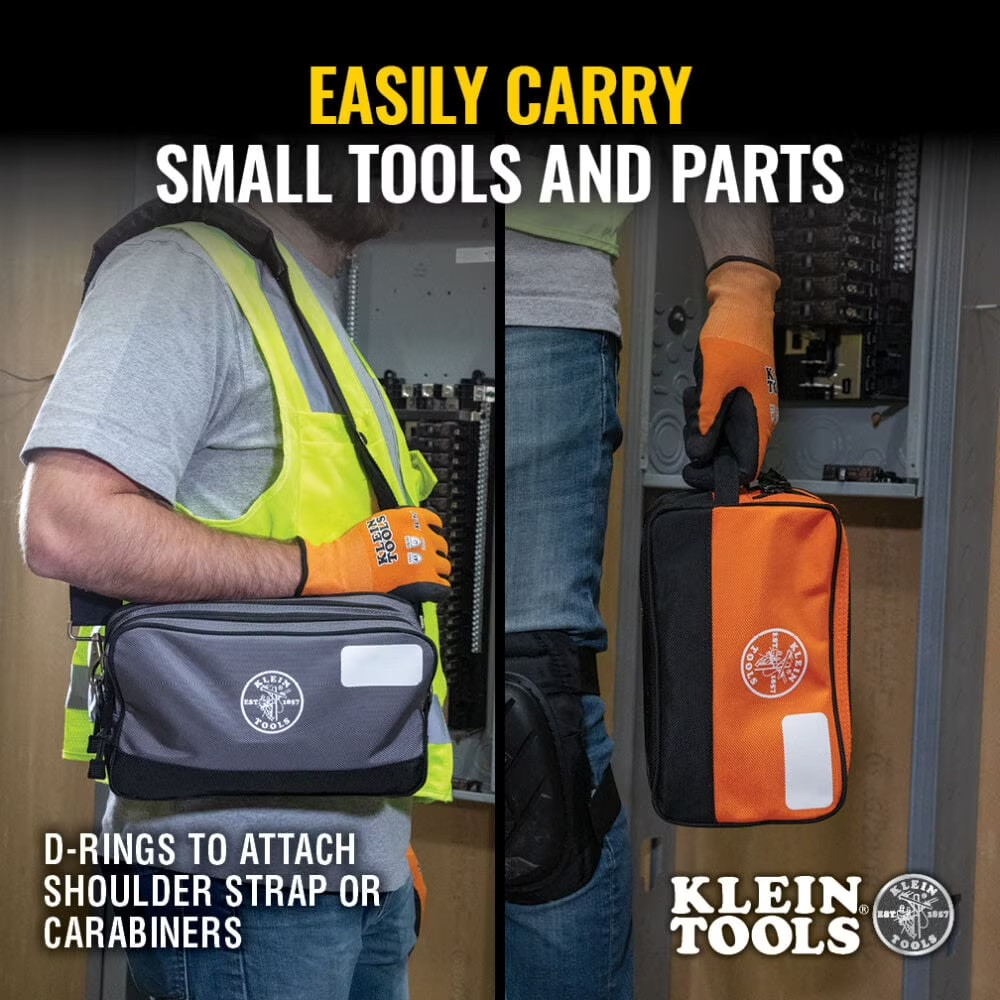 Klein Tools Double Zipper Tool Bag, Water-Resistant, Reinforced Bottom, 2-Pack