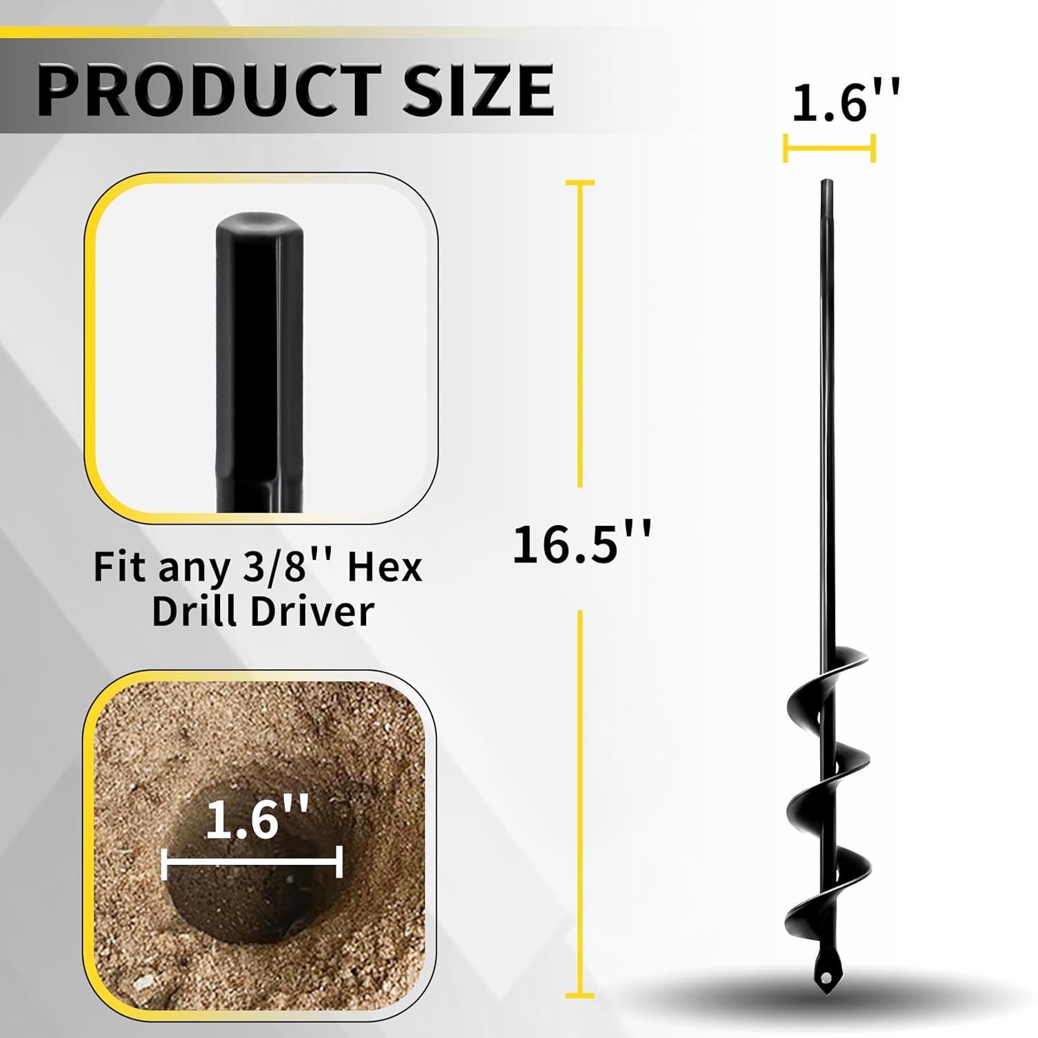Auger Drill Bit for Planting 1.6×16.5 Inch Plant Auger for Cordless Drill