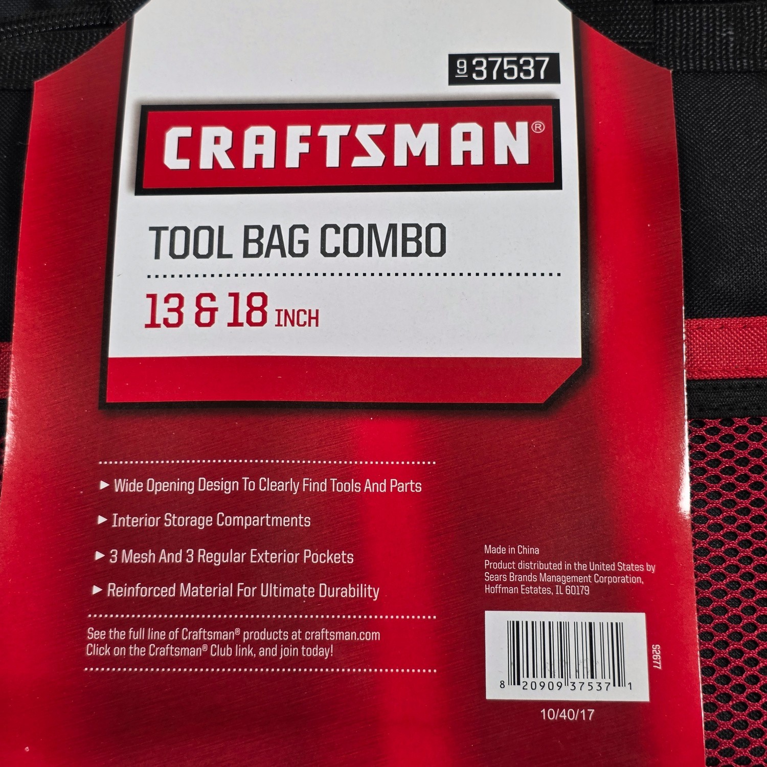 Craftsman 13″ and 18″ Tool Bag Combo Wide Opening Item 37537 Brand New Old Stock