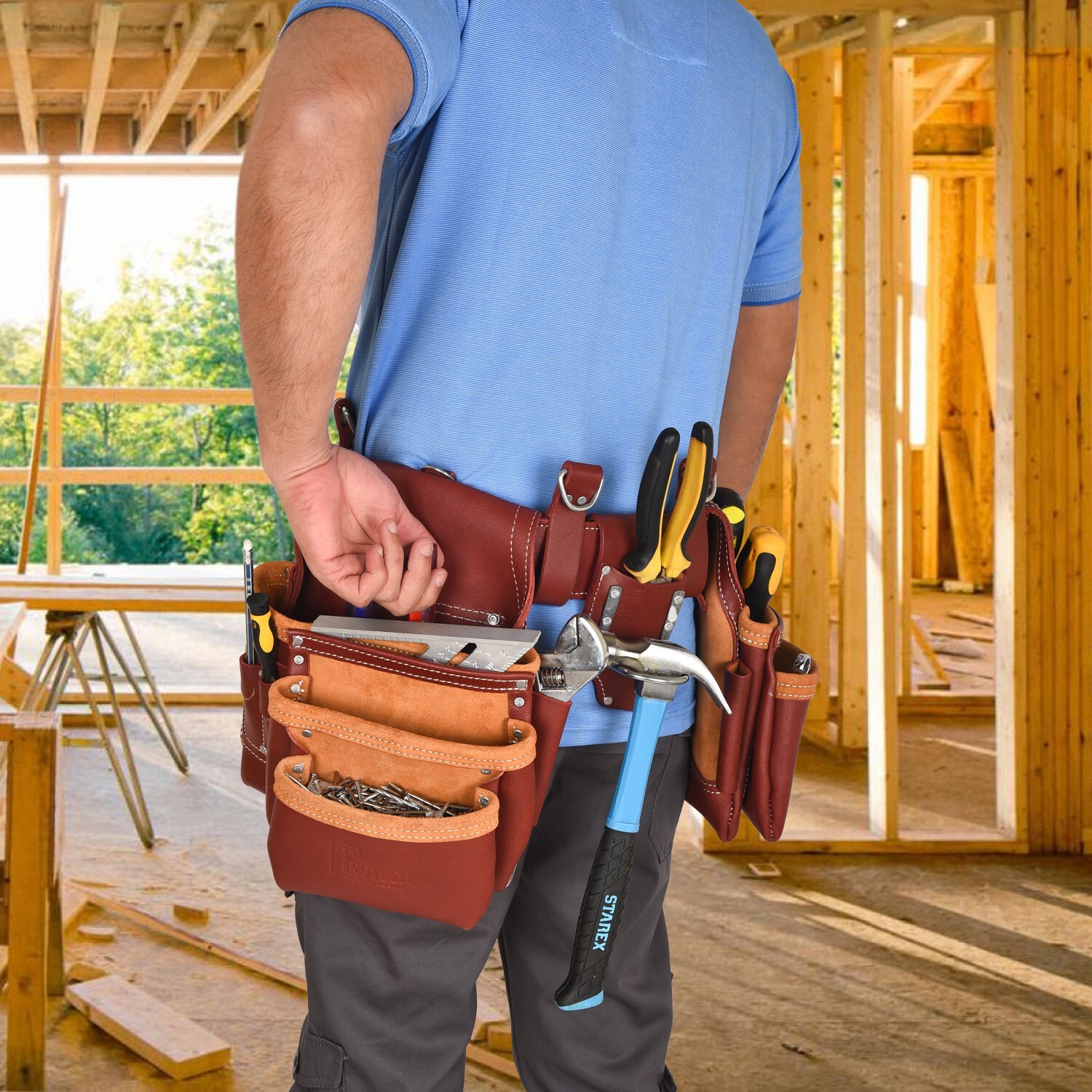 Leather Tool Belt | Carpenter Tool Pouch | Framers Tool Belt | Handyman Belt