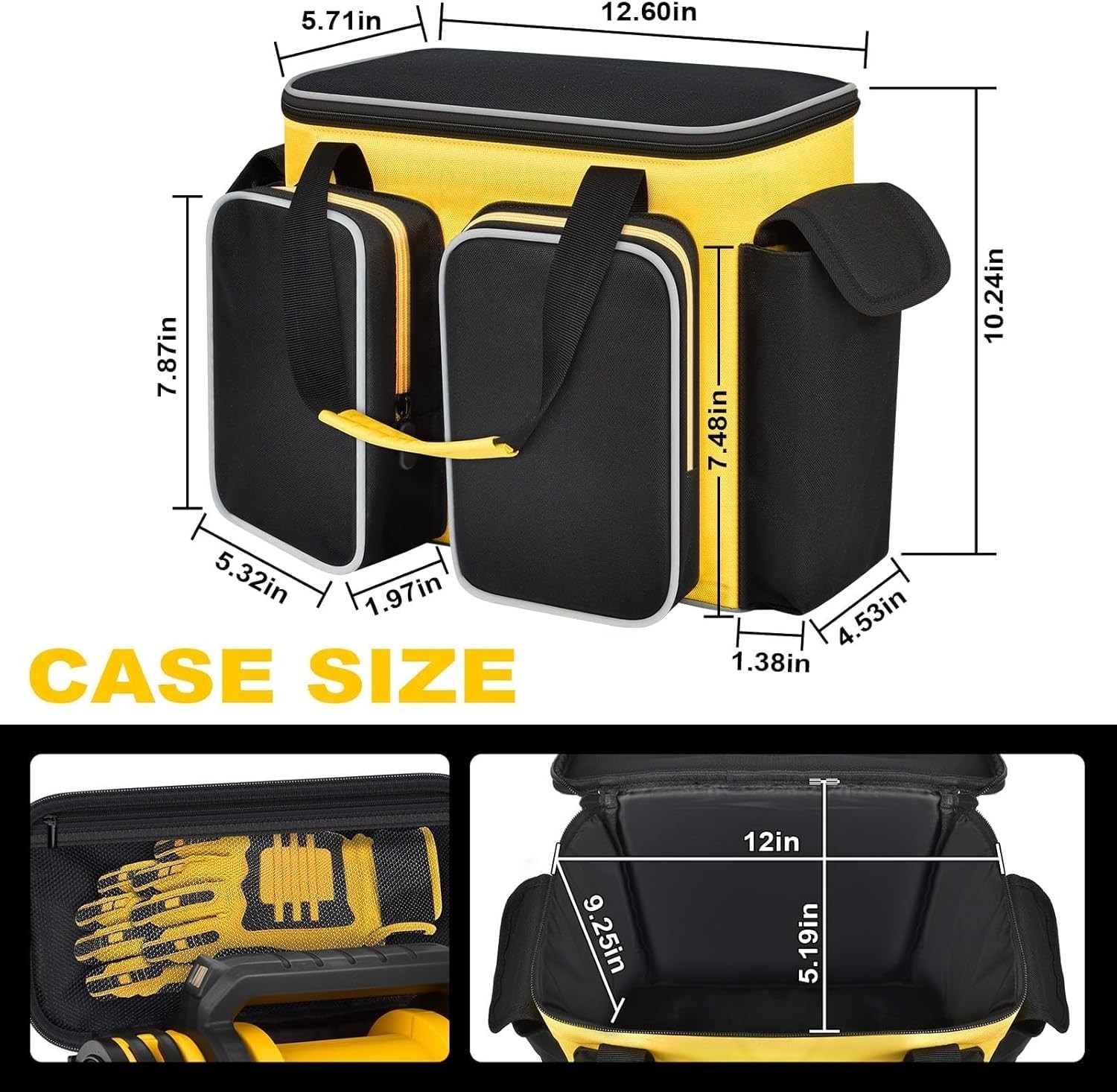 Tool Bag for 20V Max Tire Inflator Air Compressor Storage with Four Pockets