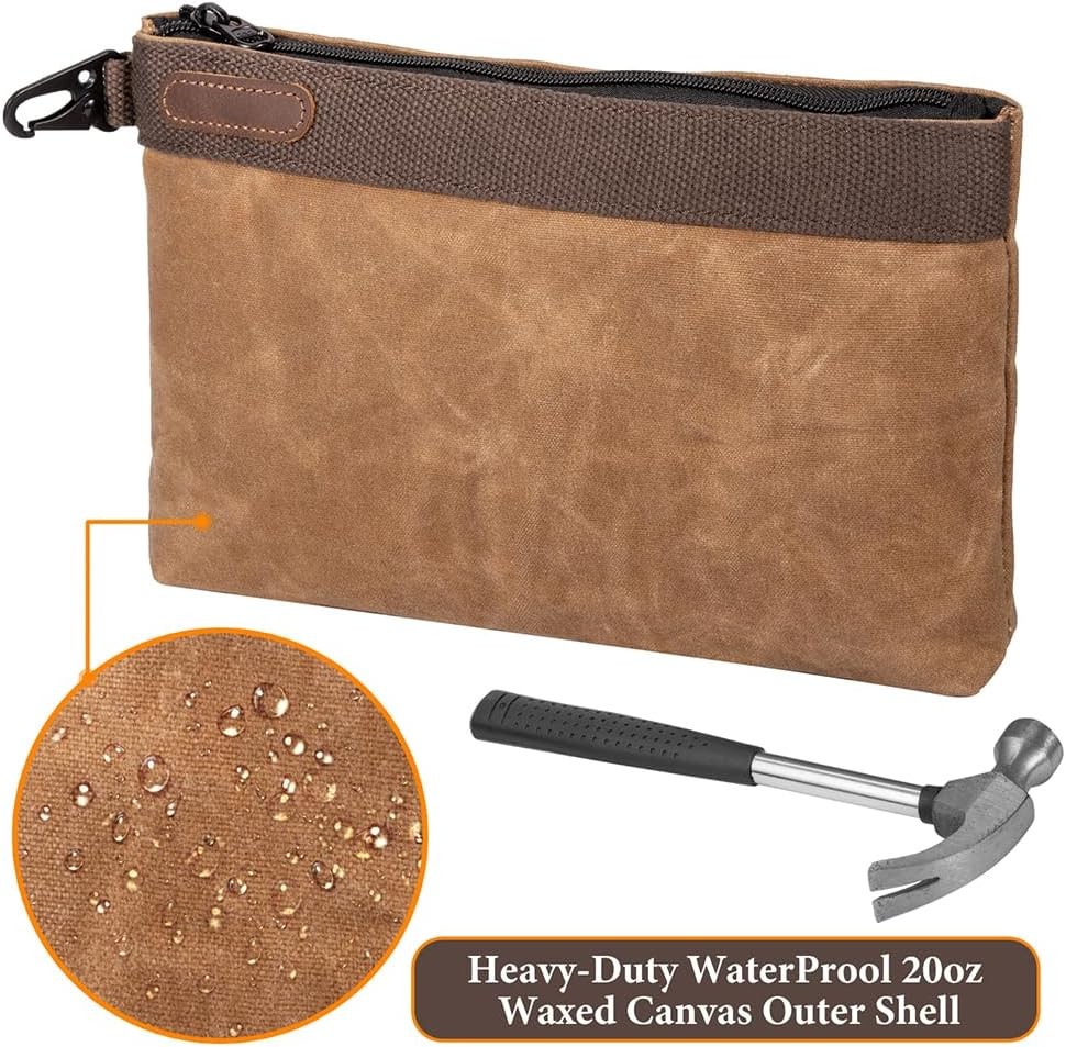 Waxed Canvas Tool Pouches 4 Pack – 11-Inch Heavy-Duty Zipper Tool Bags Set
