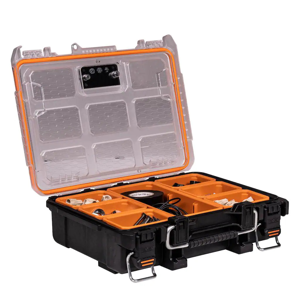 Heavy Duty Impact Resistant Multi-Section Tool and Small Parts Organizer with Tr