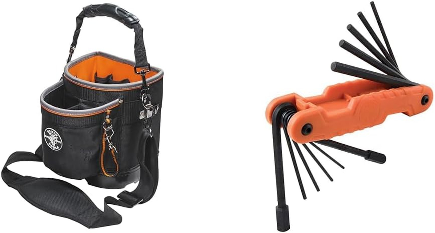 Durable Tool Bag with 14 Pockets & 11-Piece Hex Wrench Set Included