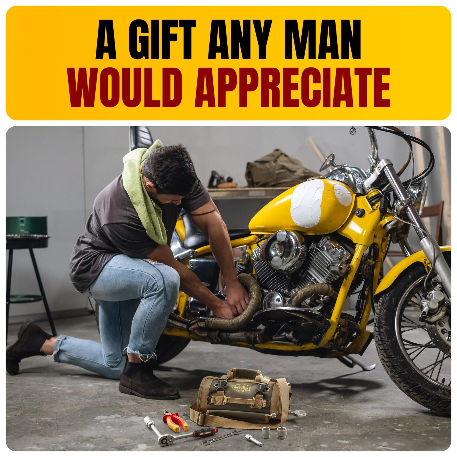 The Ryker Roll Up Tool Bag Organizer Gifts for him Heavy Duty Motorcycle Tool…