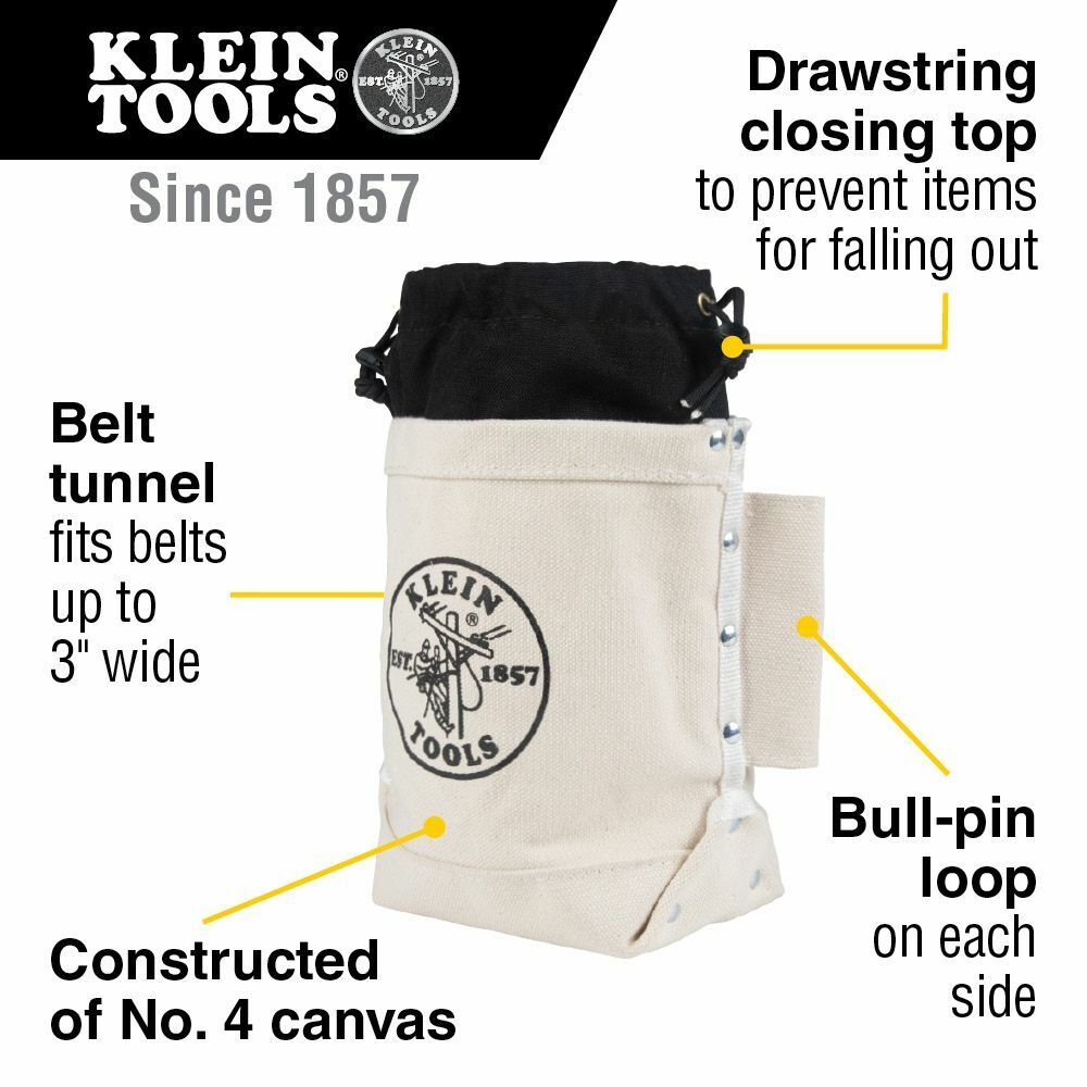 Klein Tools 5416TC Bolt Bag, Top Closing Tool Pouch w/ Tunnel Connect