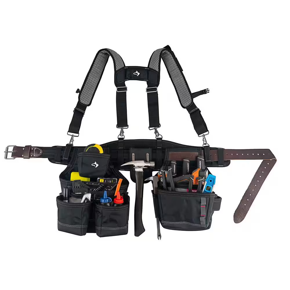 Husky Framers 2-Bag Work Tool Belt with Suspenders