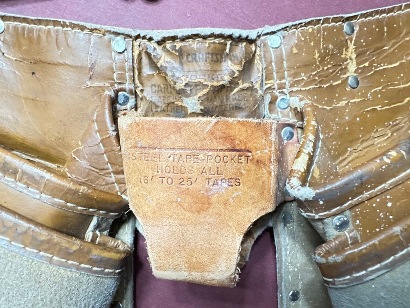 Vintage Sears Craftsman Large Smooth Pockets Adjustable Tool Belt, 11 Pockets