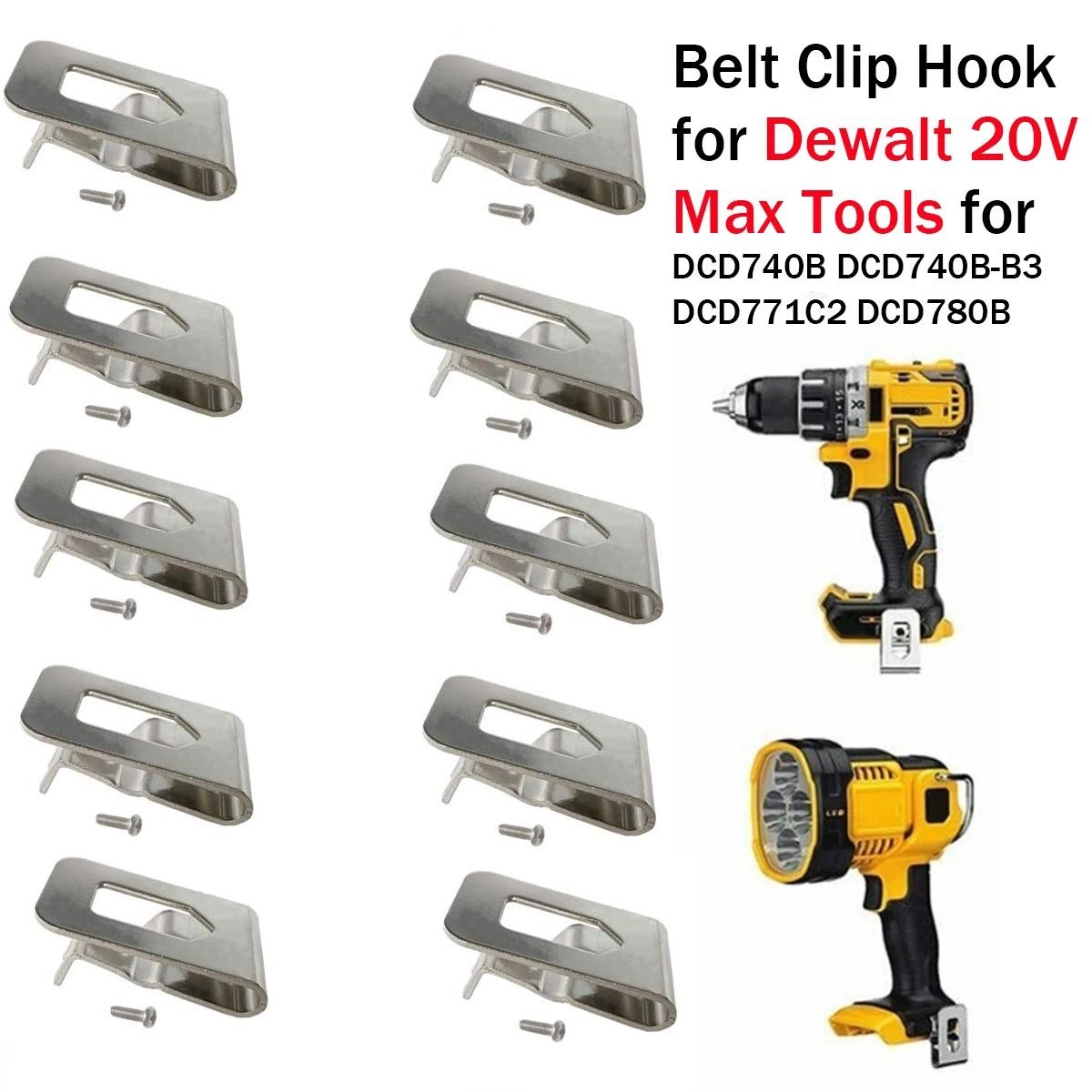 10X Belt Clip Hook Screw For Dewalt 12V 20V Drill Impact Driver Flashlight Tools