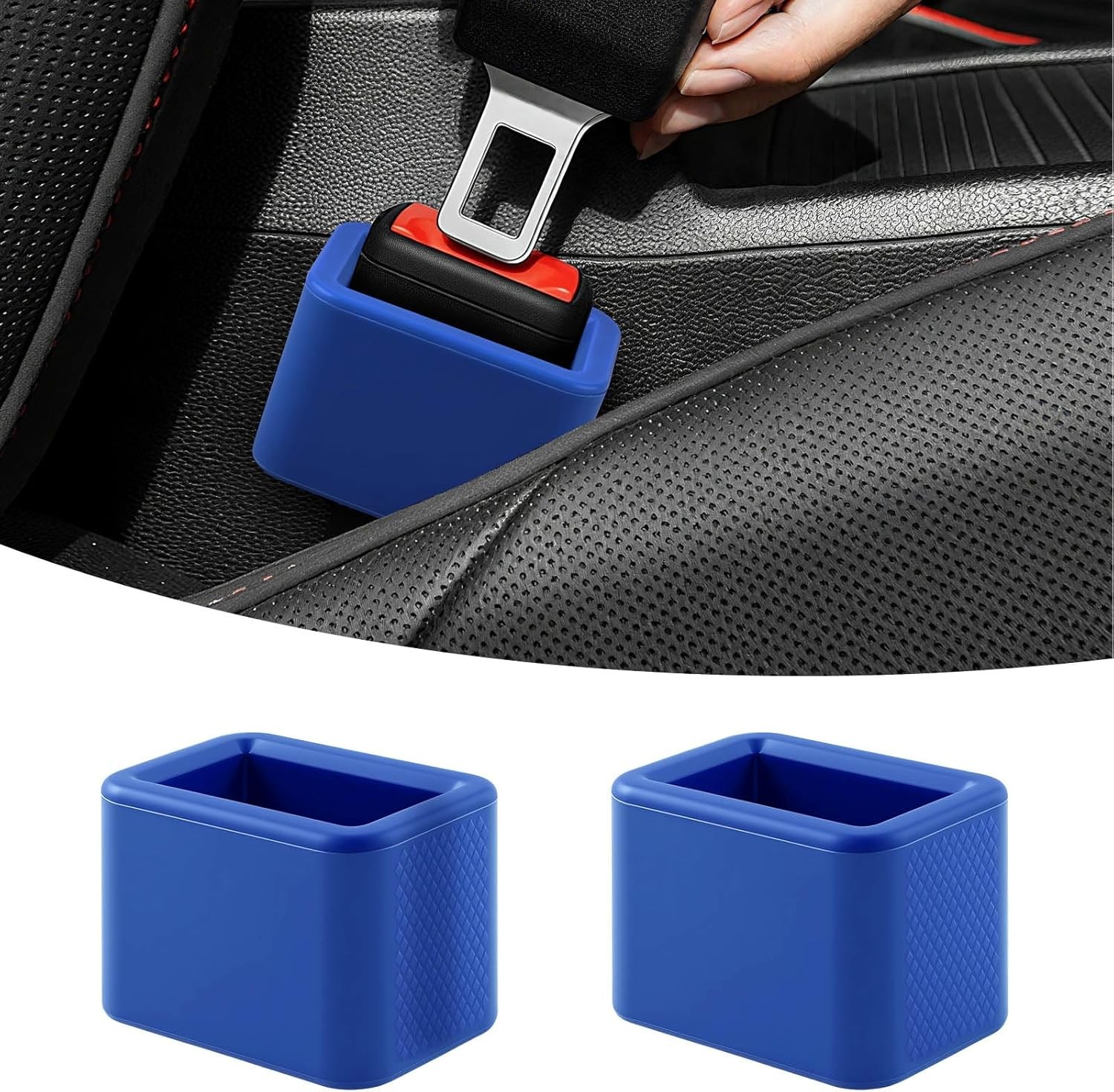 2 PCS Seat Belt Buckle Holder, Silicone Seatbelt Booster to Makes Blue