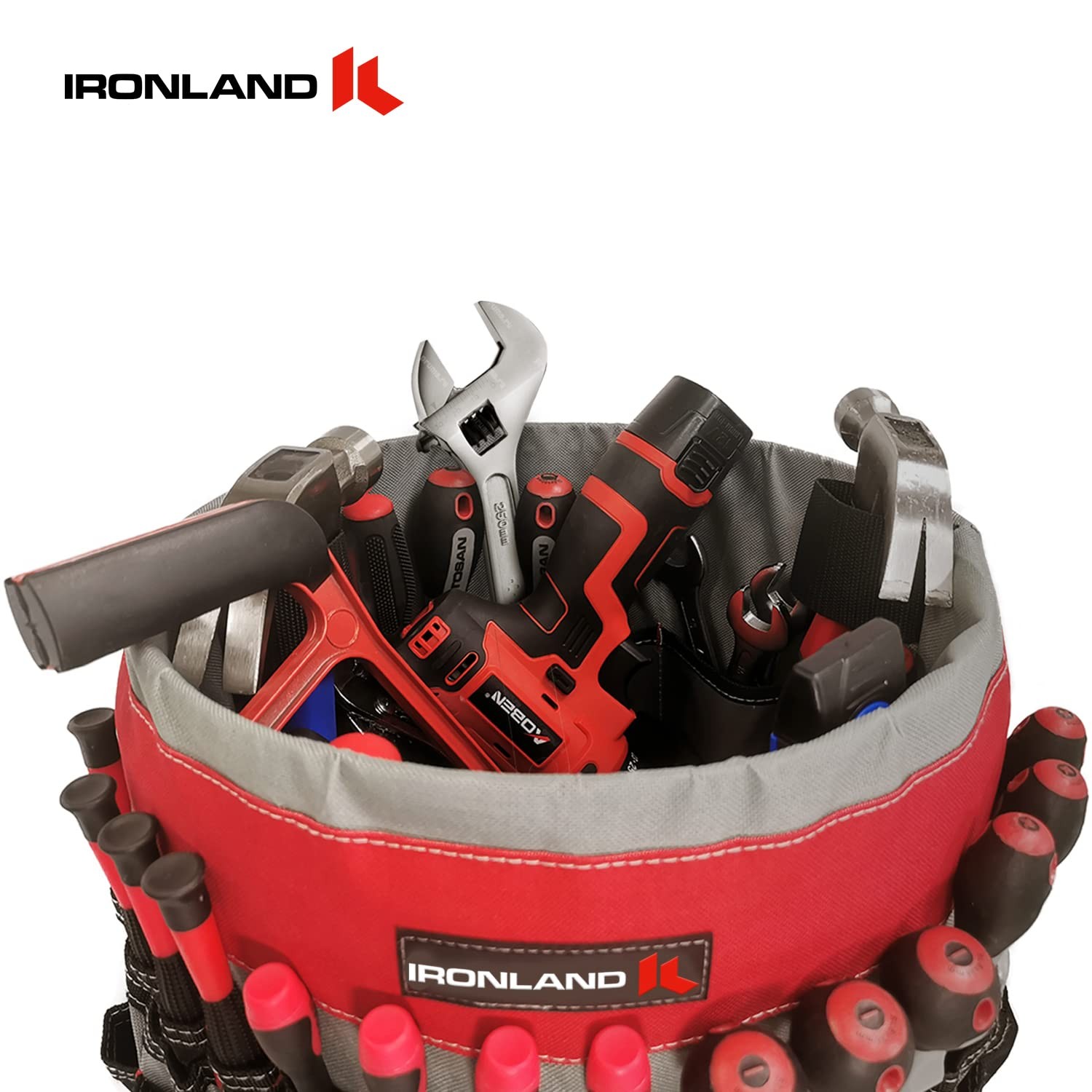 Bucket Tool Organizer 51 Pockets for 3.5-5 Gallon Buckets Red Black