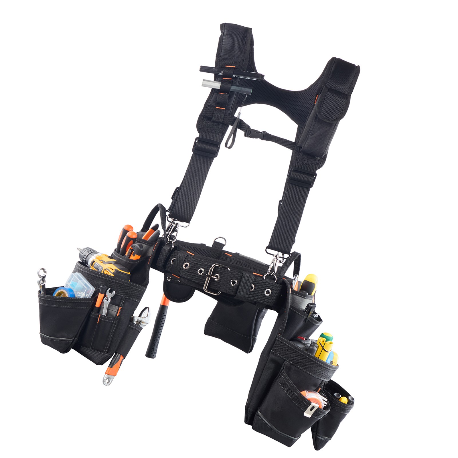 Uimoso Electrician’s Tool Belt with Suspenders and 19-Pocket Tool Pouch