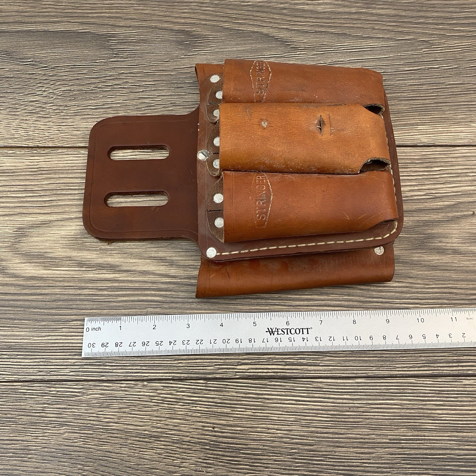 Vintage Stringer Heavy Duty Leather Electrician Lineman Tool Pouch