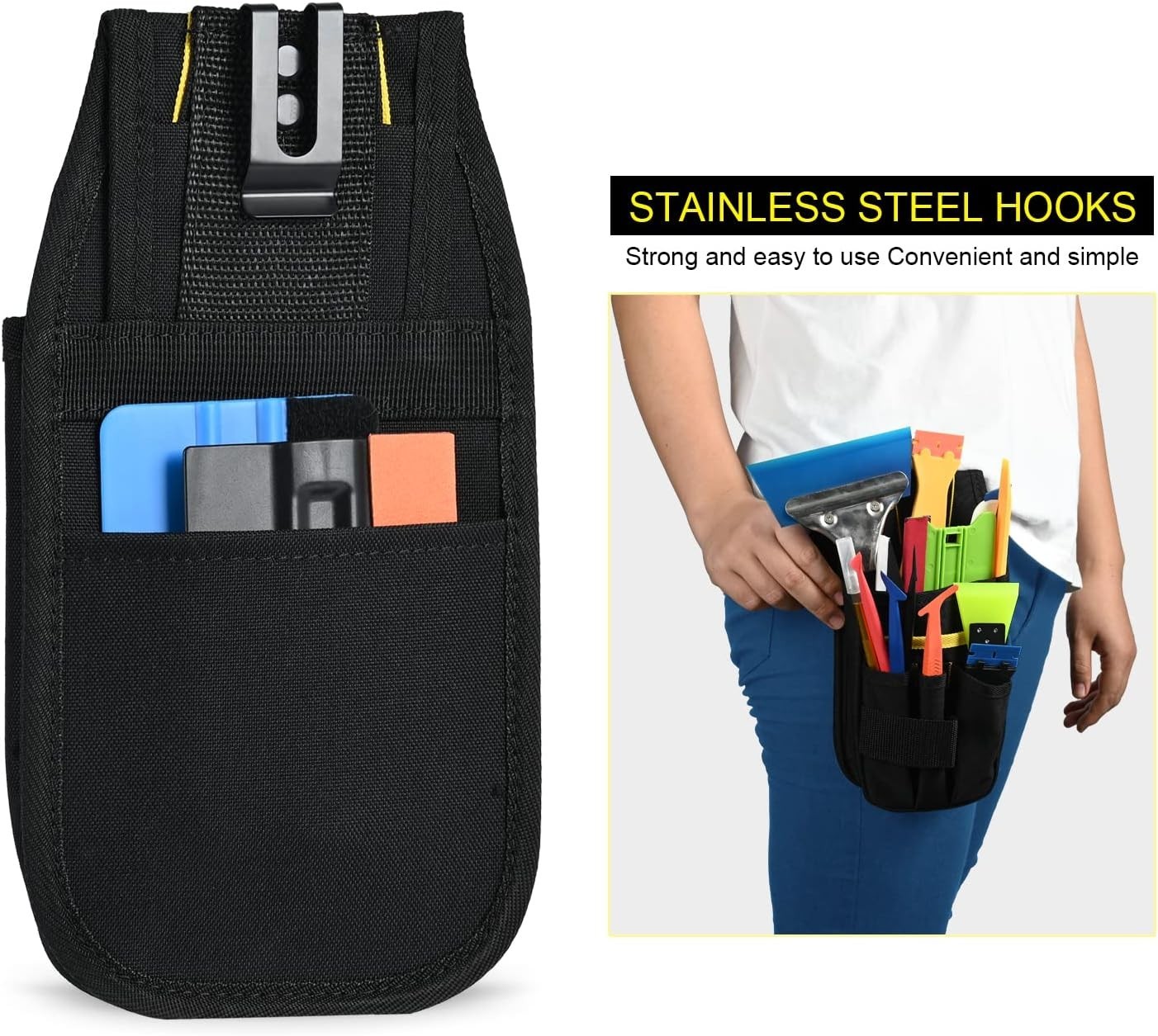 Black Tool Organizer Pouch – Durable, Heavy-Duty with Slip Closure Design