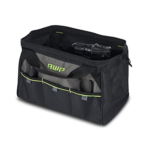 AWP 15 Inch Tool Bag Durable Polyester Tote Organizer for Contractors Black