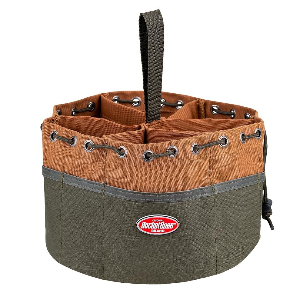 BucketBoss 25001 Canvas Organizer Parachute Bag with 1 Pack, Brown and Green