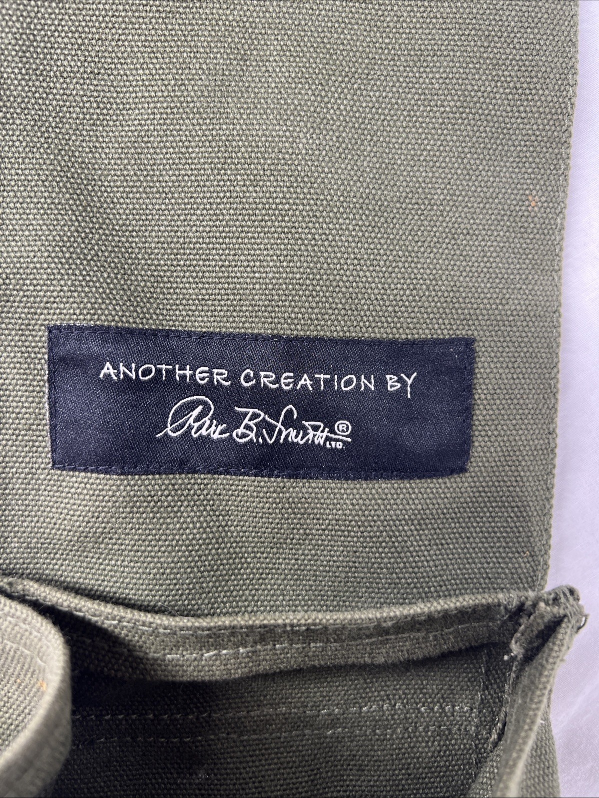 Park B. Smith Sage Green Canvas & Leather Single Utility Cargo Wine Bottle Bag