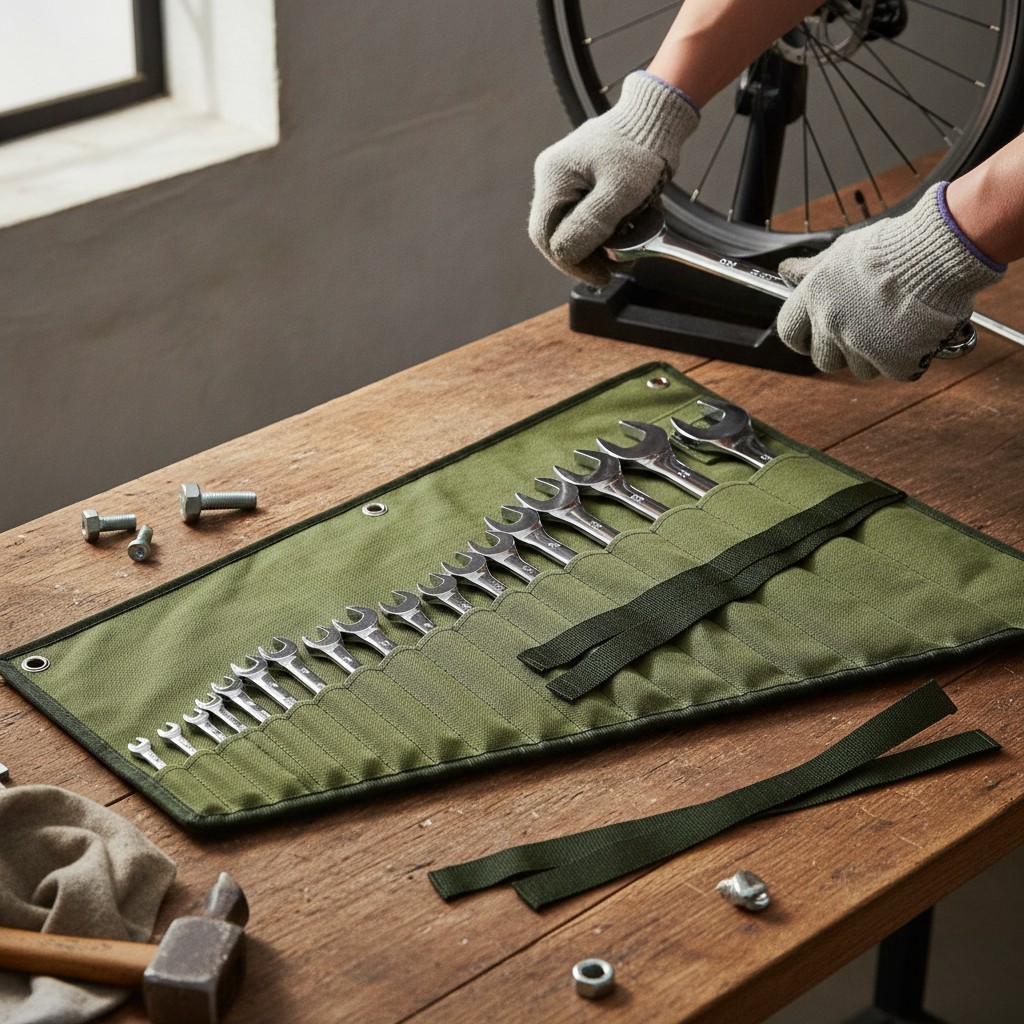 Compact & Lightweight Waterproof Wrench Roll – Organize with 16 Pockets in Green
