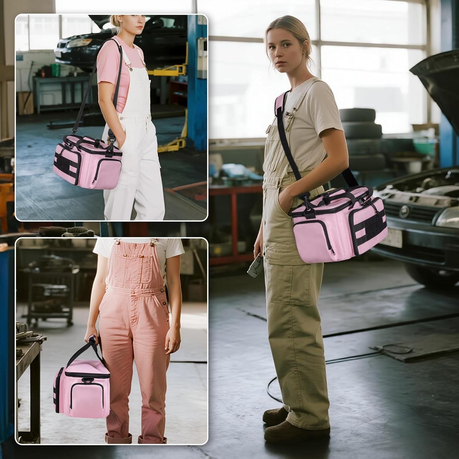 Tool Tote Bag for Women Water Resistant Pink Organizer with Anti Friction Bottom