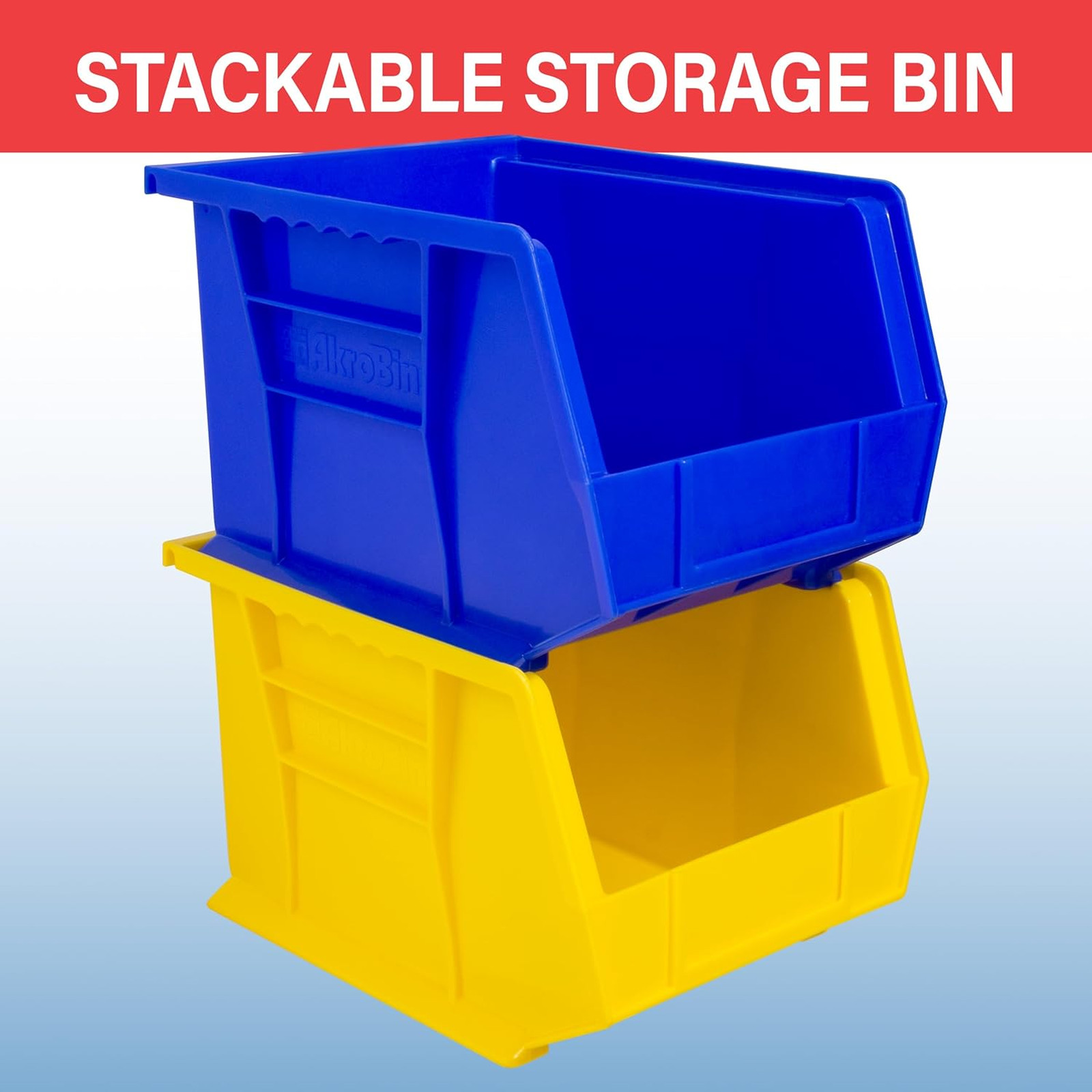 Stackable Plastic Storage Bins 11 Inch Blue for Garage Pantry Craft Organization