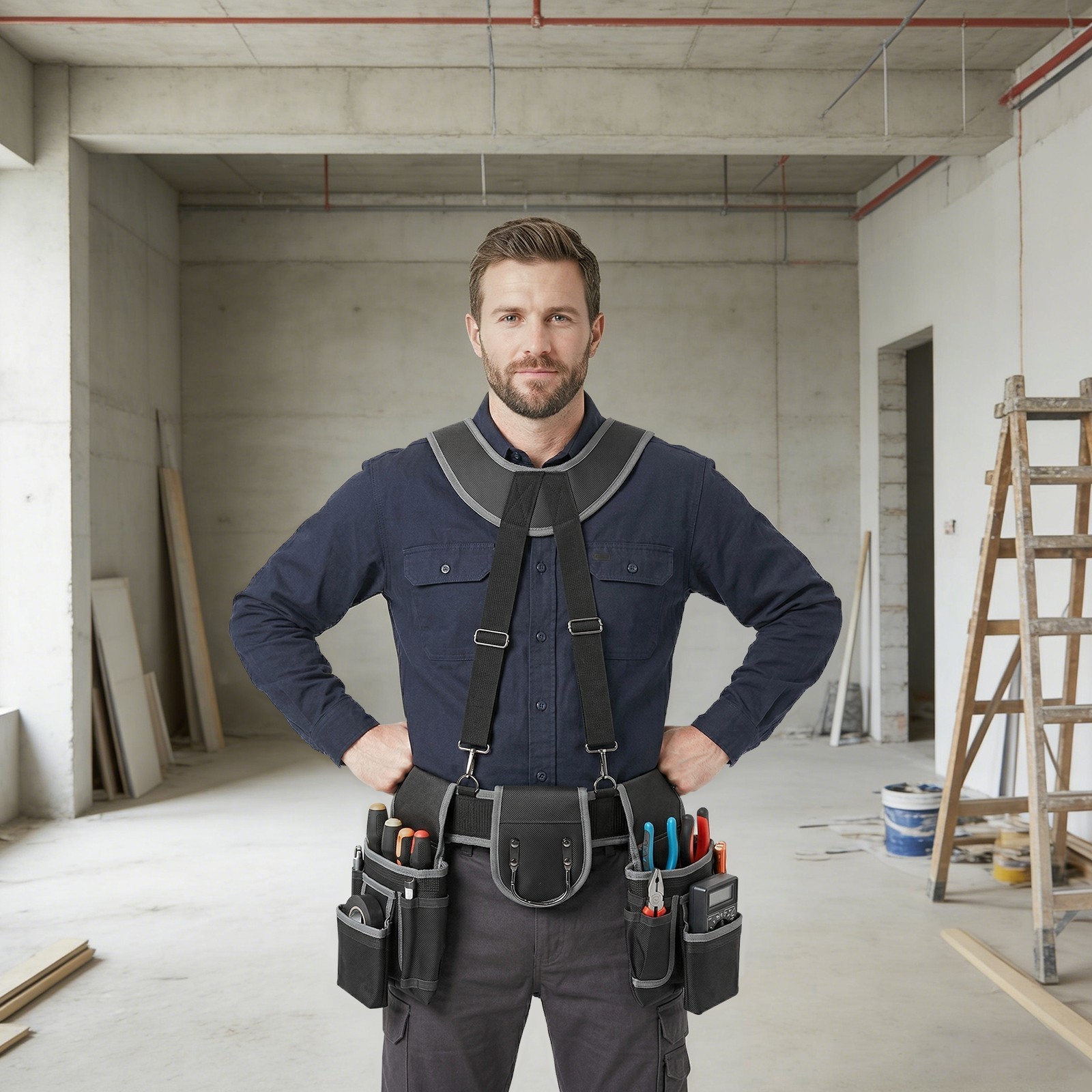 Tool Belt with Suspenders Multifunctional Electrician Tool Bag Heavy Duty Tool
