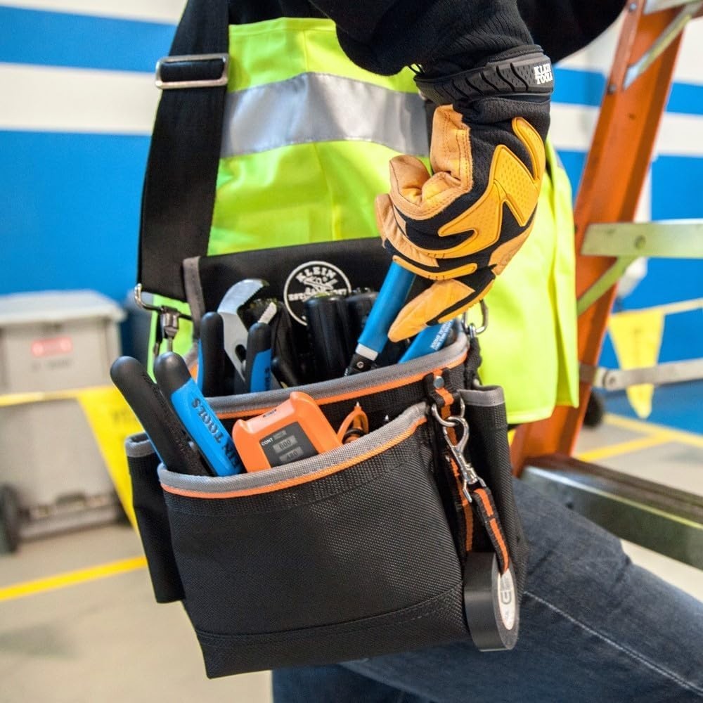 Klein Tradesman Pro 15-Pocket Tool Pouch with Padded Strap & Reinforced Bottom